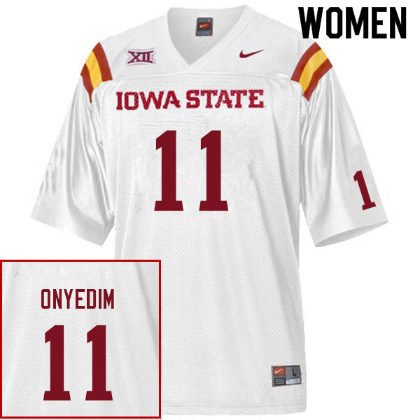 Women #11 Tyler Onyedim Iowa State Cyclones College Football Jerseys Sale-White - Click Image to Close